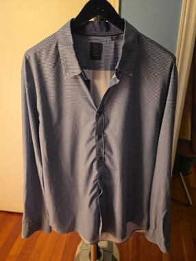 Modern Slim Fit Blue Micro-Check Dress Shirt -